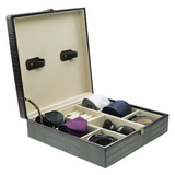 Decorebay Handcrafted Crocodile Leather Tie Box and Cufflink Storage Box for Men – Seal Brown