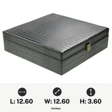 Decorebay Handcrafted Crocodile Leather Tie Box and Cufflink Storage Box for Men – Seal Brown