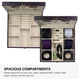 Decorebay Handcrafted Crocodile Leather Tie Box and Cufflink Storage Box for Men – Seal Brown