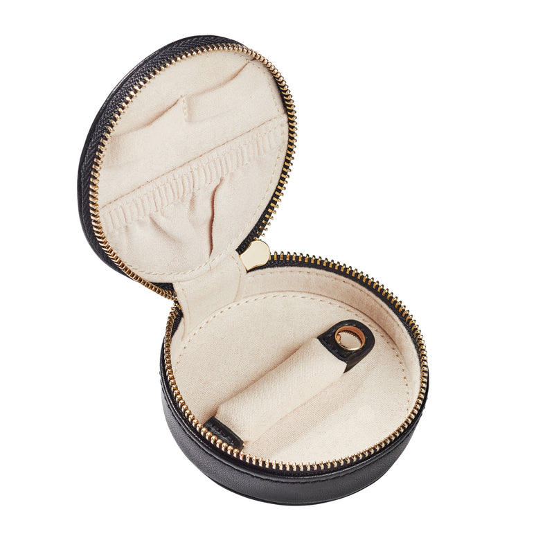 Decorebay Leather Zip Around Mini Jewelry Box - Black