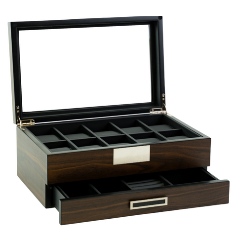 Decorebay Executive Wooden Watch Valet Sunglasses and Jewelry Box Storage (Sweetheart)