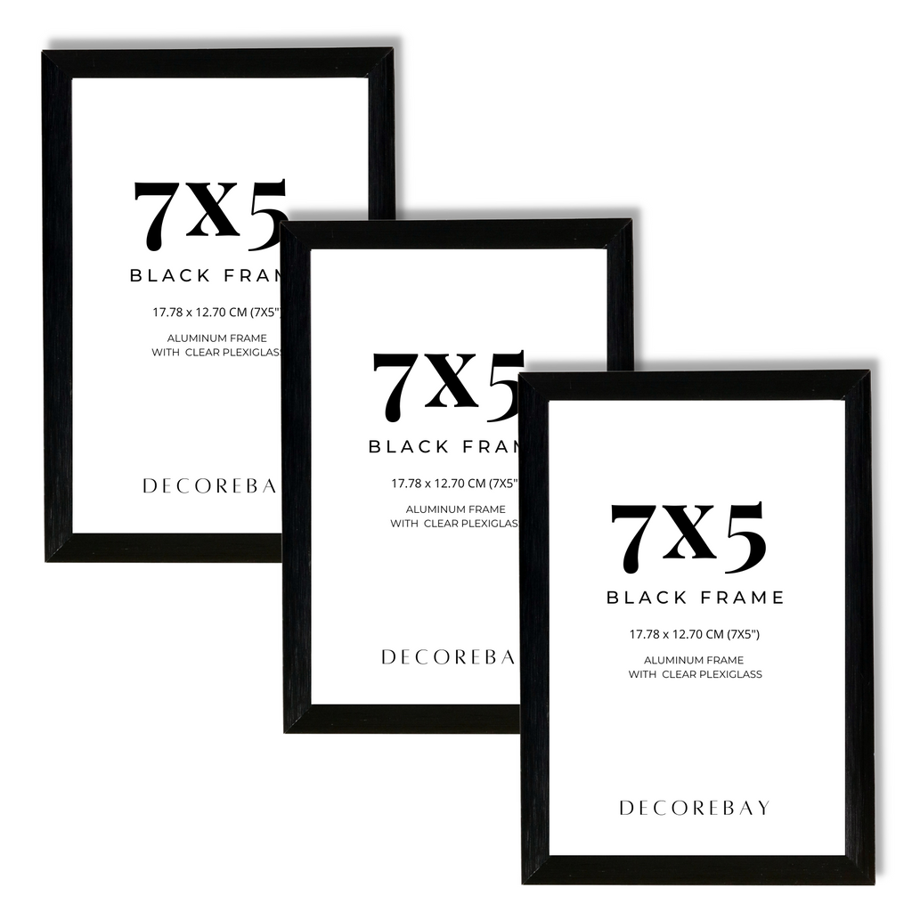 Decorebay Home 7x5 Inch Aluminum Modern Gallery Picture Photo Frame (Black)