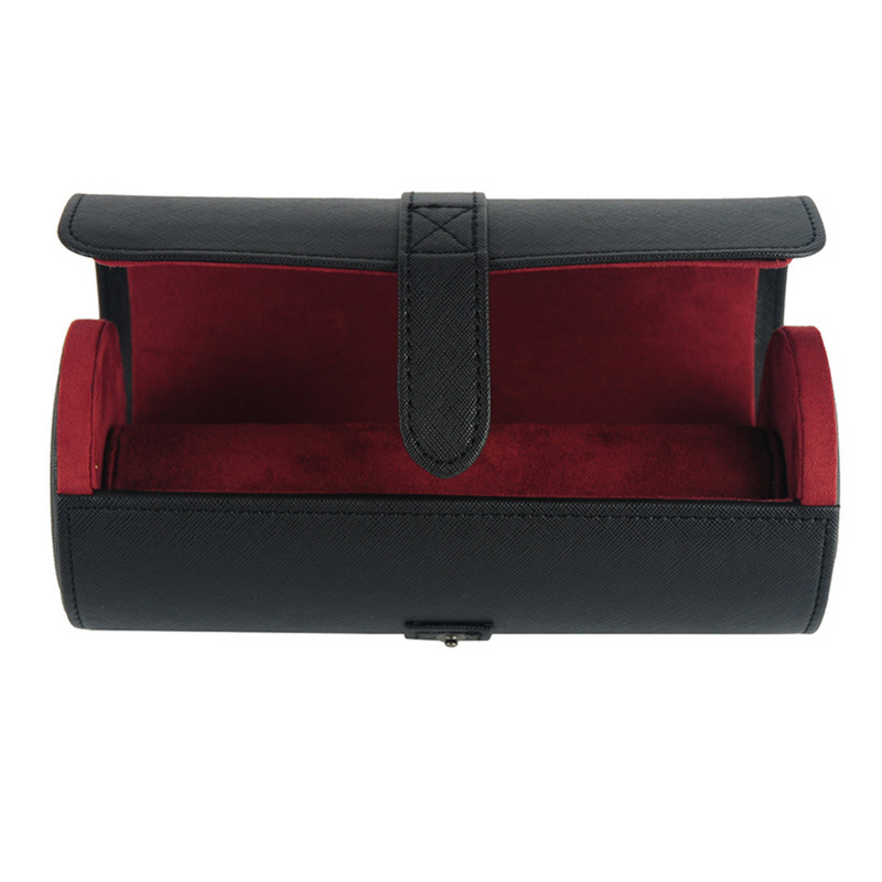 Decorebay Rich Man Round Faux Leather Travel  Watch Case & Organizer - Black