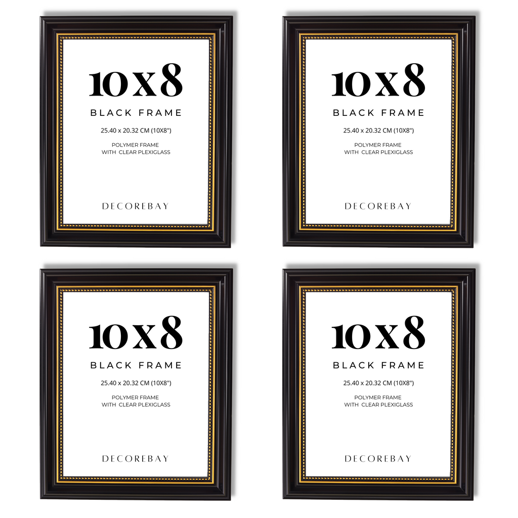 Decorebay Home 10x8 Polymer Picture Photo Frame (Black)