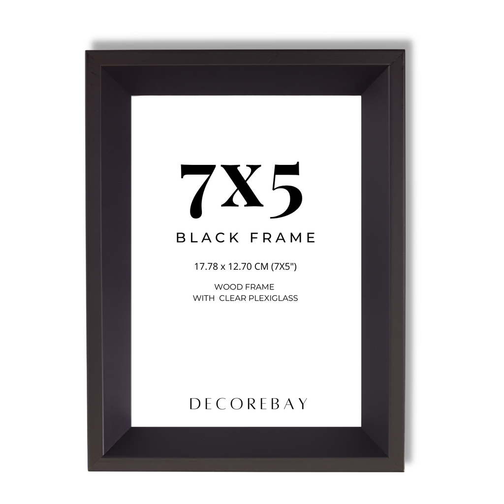 Decorebay Home 7x5 Solid Wood Picture Photo Frame (Black)