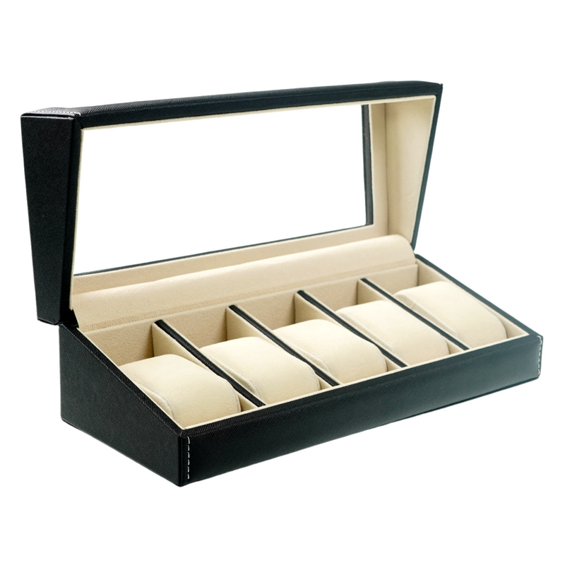 Decorebay Time Traveler 5-Slot PU Leather Watch Display Case and Organizer