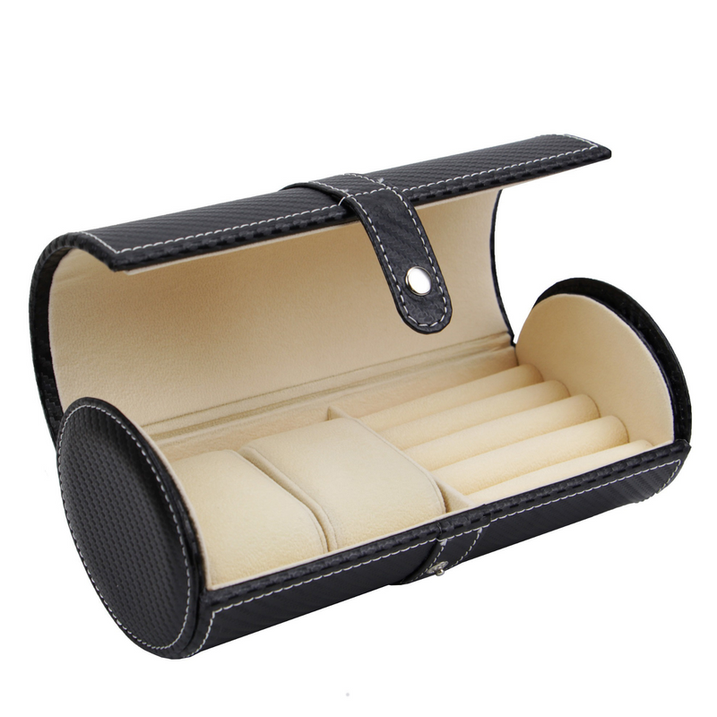 Decorebay Carbon Noir Watch & Jewelry Box Organizer Travel Friendly