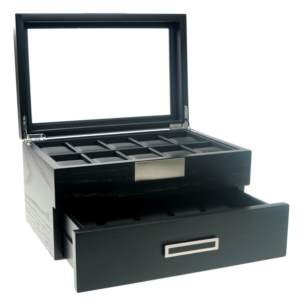 Wooden Sunglasses Jewelry Box With Saddle Brown Leather (Cof