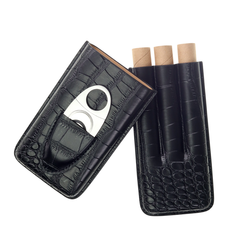 DecorebayTravel Sized Cigar Humidor, Cigar Box, Groomsman Cigar Case, Best Man Gift (Black)