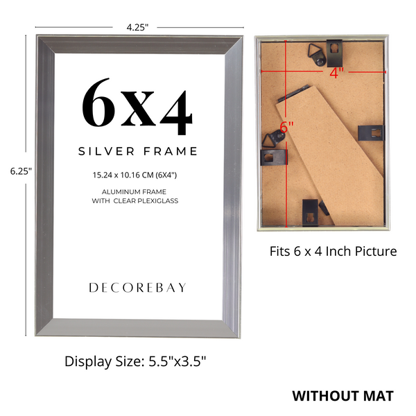 Decorebay Home 6x4 Aluminum Picture Photo Frame Silver