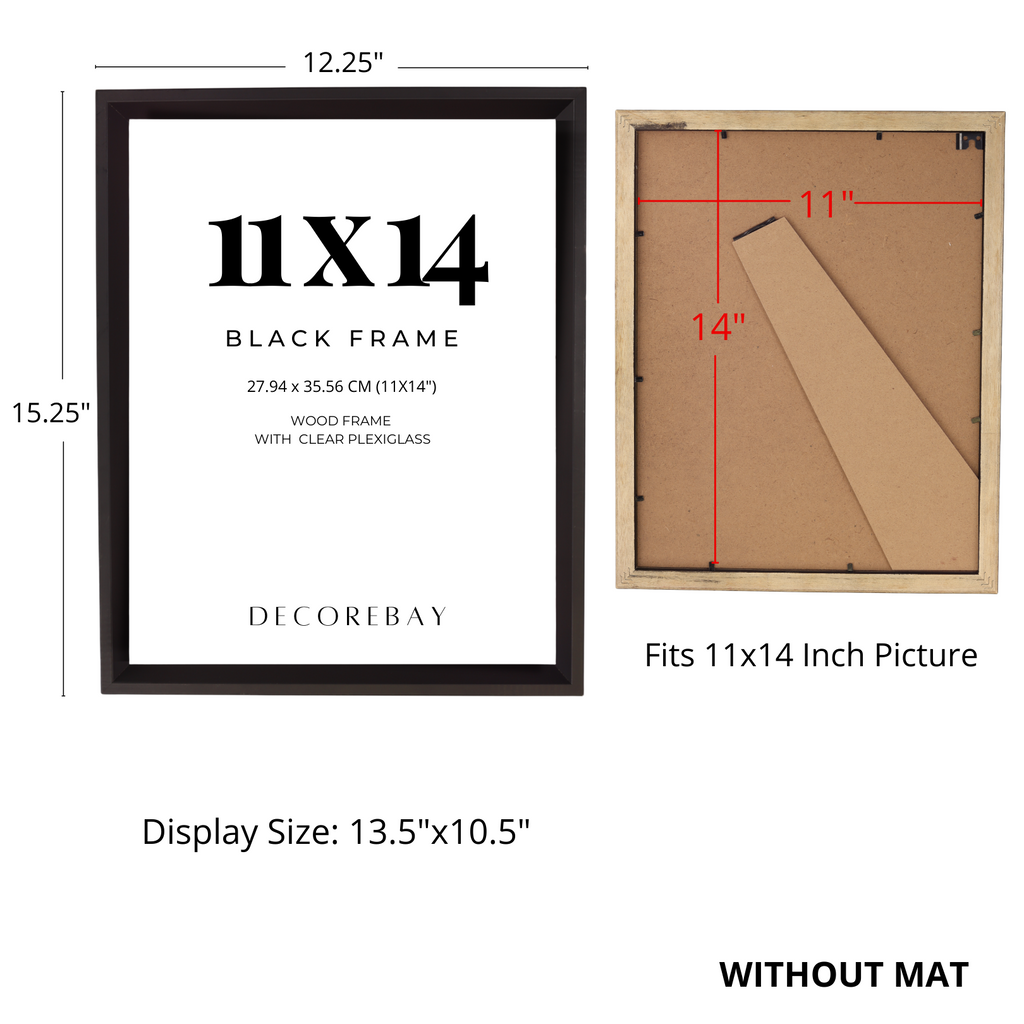 Decorebay Home 11x14 Solid Wood Picture Photo Frame (Black)
