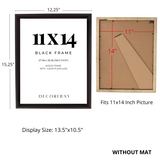 Decorebay Home 11x14 Solid Wood Picture Photo Frame (Black)