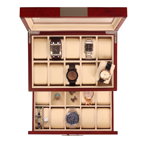 Stylish interior and travel accessory – status-showing watch box for e