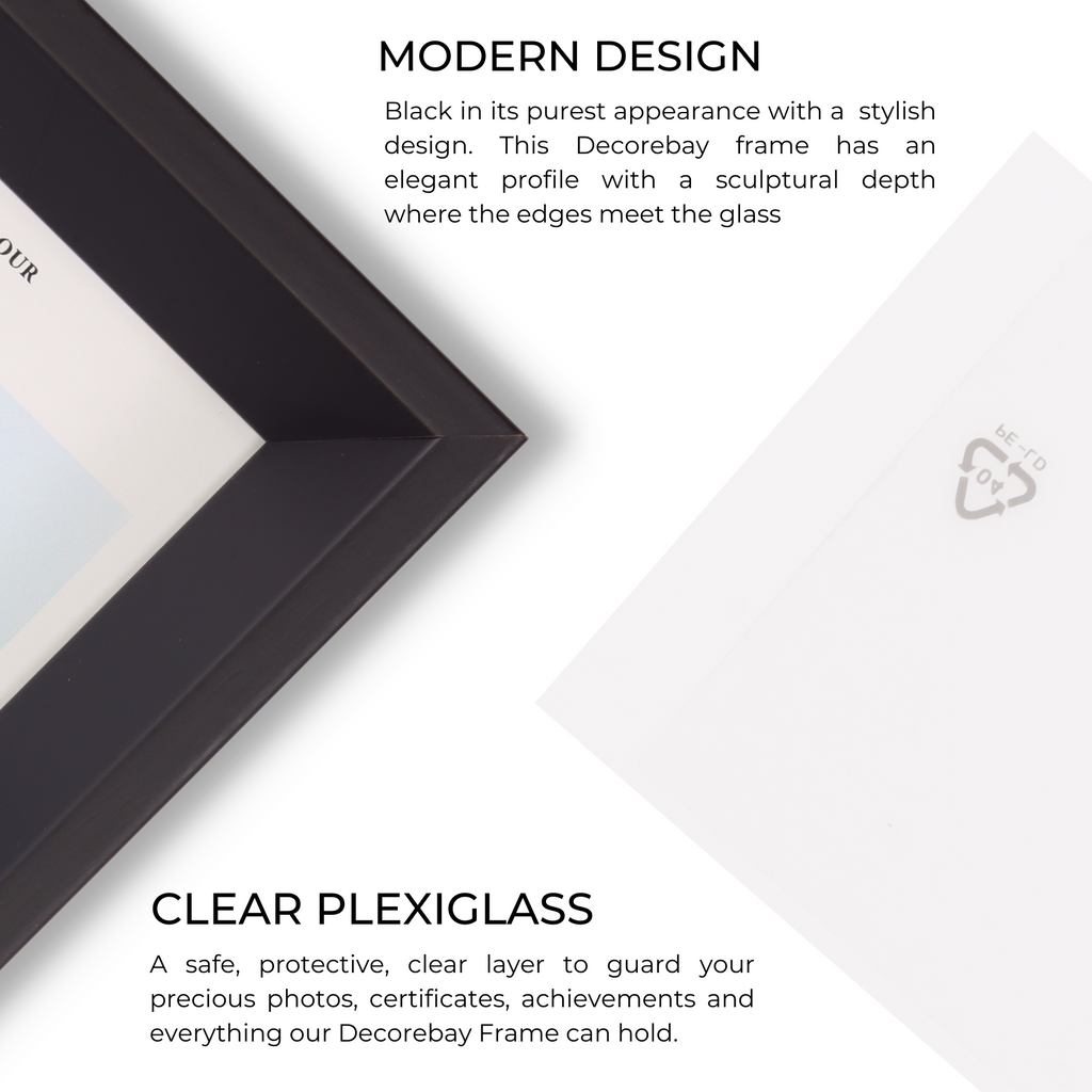 Decorebay Home 10x8 Solid Wood Picture Photo Frame (Black)
