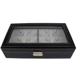 Decorebay Men`s PU black Leather Watch & Sunglasses Organizer with clear glass