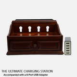 Decorebay Pecan Wooden Multi-Device Charging Station and Valet