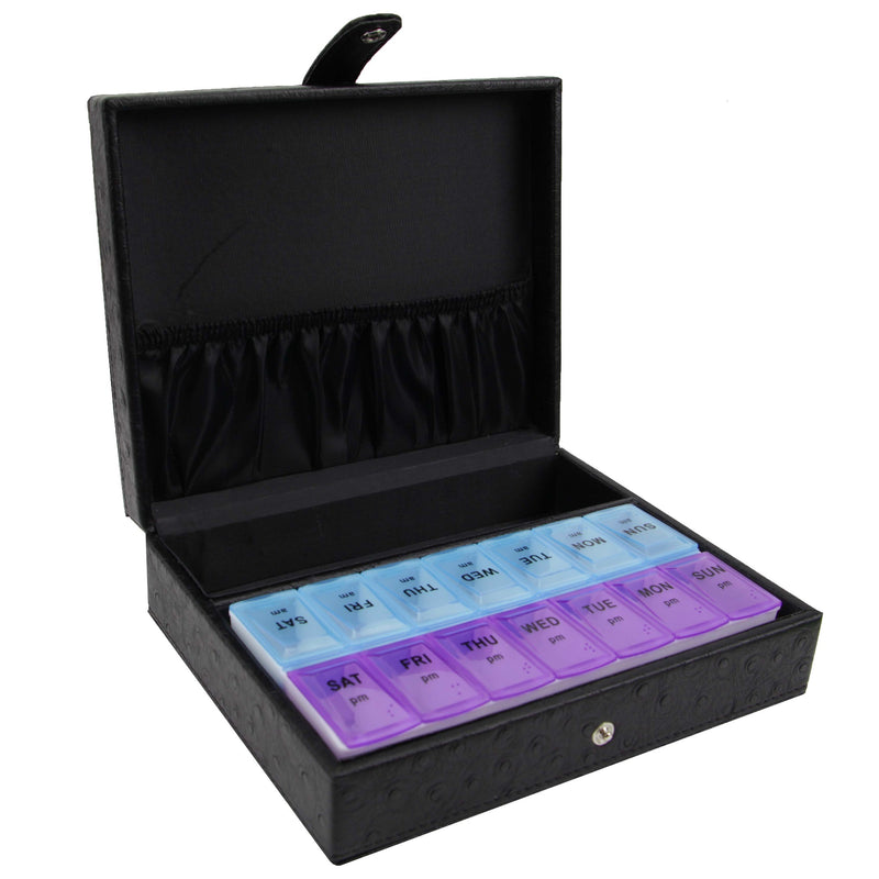 Decorebay PU leather Pill & Medication Organizer with compartment 