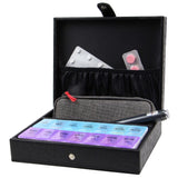 Decorebay PU leather Pill & Medication box with daywise compartment and pills