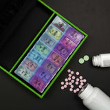Decorebay PU leather Pill & Medication Organizer with daywise compartment and pills