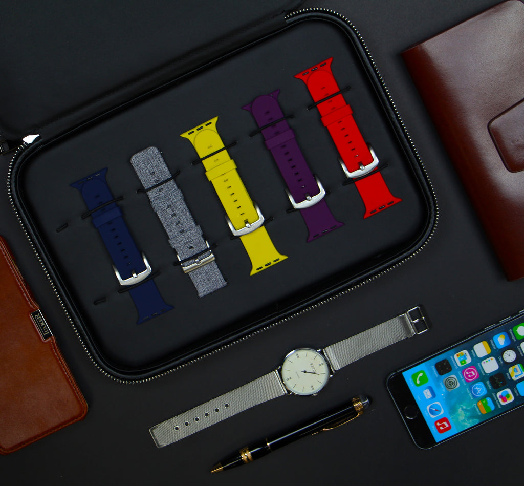 Decorebay Raven smart watch strap case and organizer with smartphone & watches