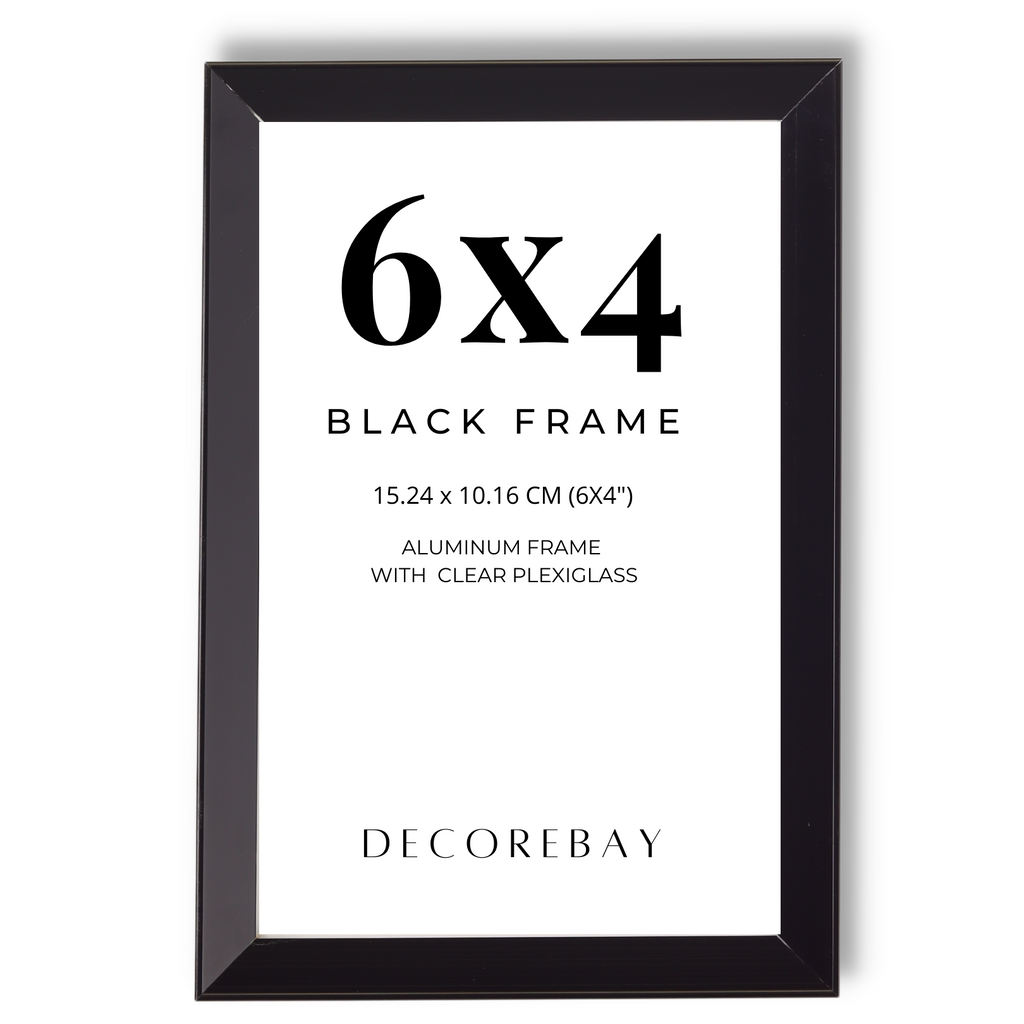 Decor Home Aluminum Single Photo Display Picture Frames - Gold Black Silver - Black - 6x4