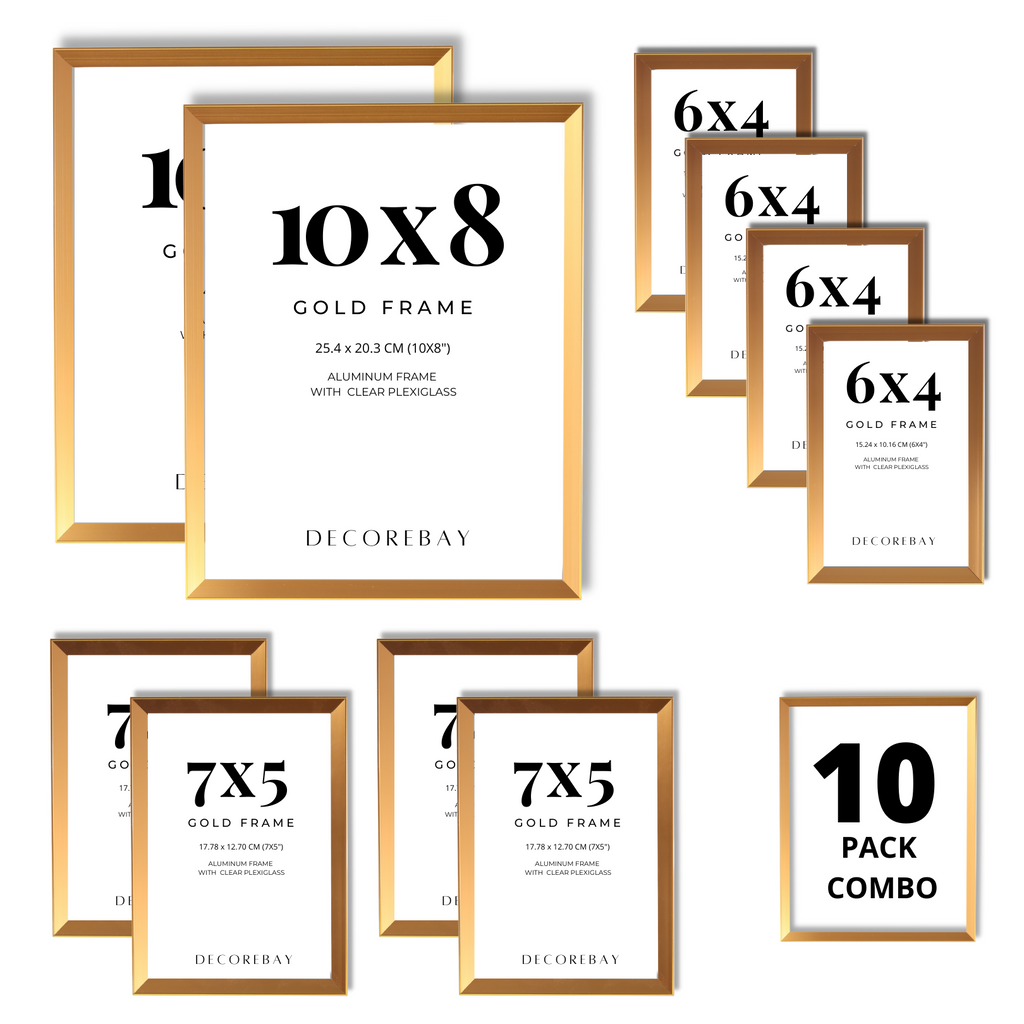 Decorebay Home 10-Pack Photo Frames with Two 10x8, Four 7x5, Four 6x4 Pictures