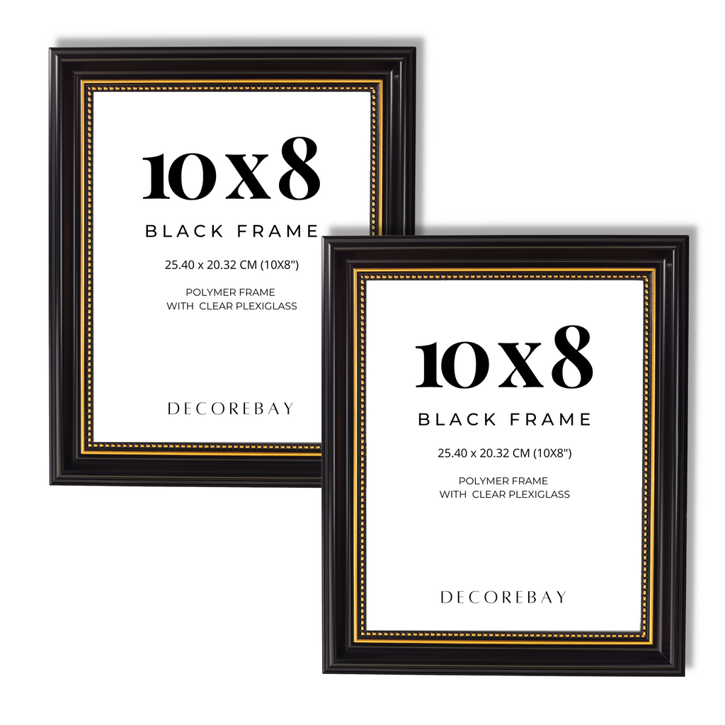 Decorebay Home 10x8 Polymer Picture Photo Frame (Black)