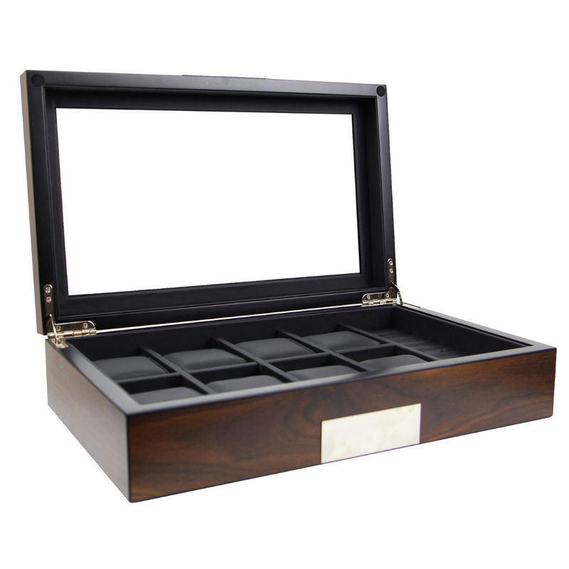 Decorebay Watch Man 8-Slot Wooden Luxury Watch,Cufflink and Ring Display Case and Jewelry Organizer