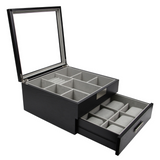 Decorebay Luxury Wooden 9 Watch Box Collection Jewelry Box Tie Storage Box Valet Organizer (Handsome)