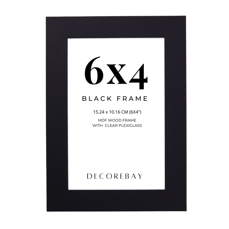 Decorebay Home 6x4 MDF Wood Picture Photo Frame (Black)