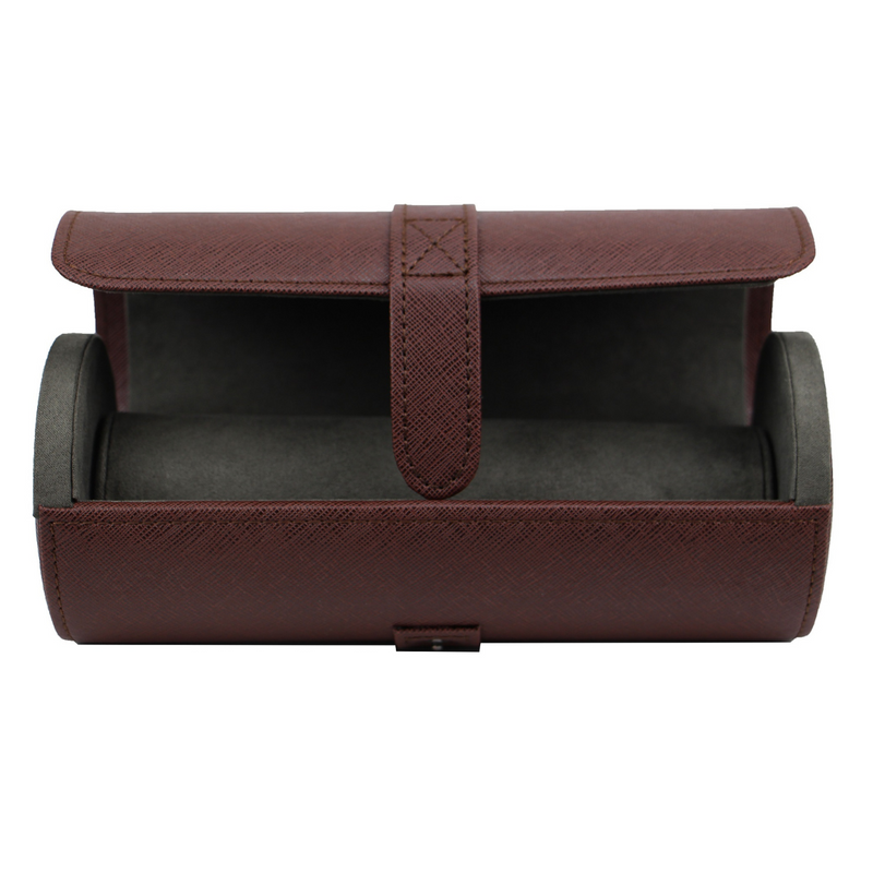 Decorebay Rich King Round Faux Leather Travel  Watch Case & Organizer - Brown