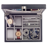 Decorebay Executive Leather Watch Box, Cufflink , Ring Storage Jewelry Box Organizer and Jewellery Box (Crow)