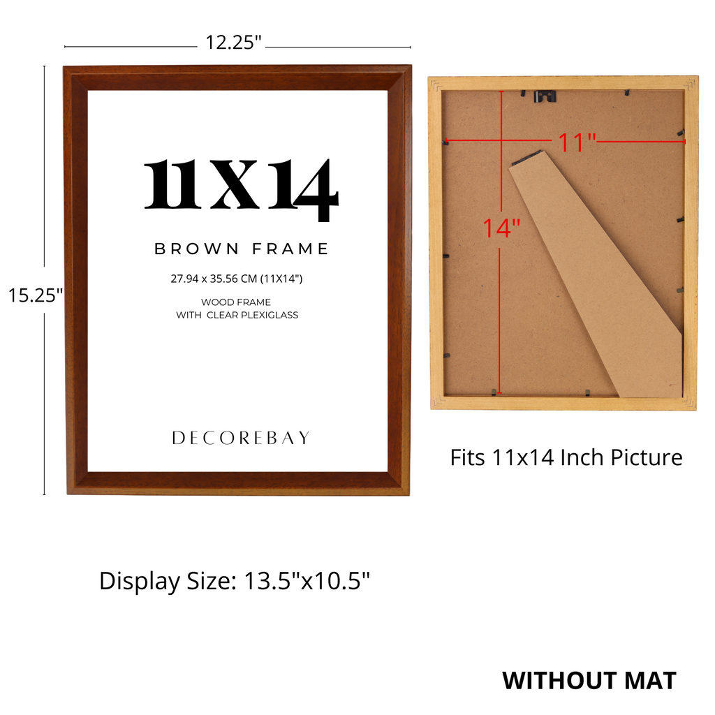 Decorebay Home 11x14 Solid Wood Picture Photo Frame (Brown)