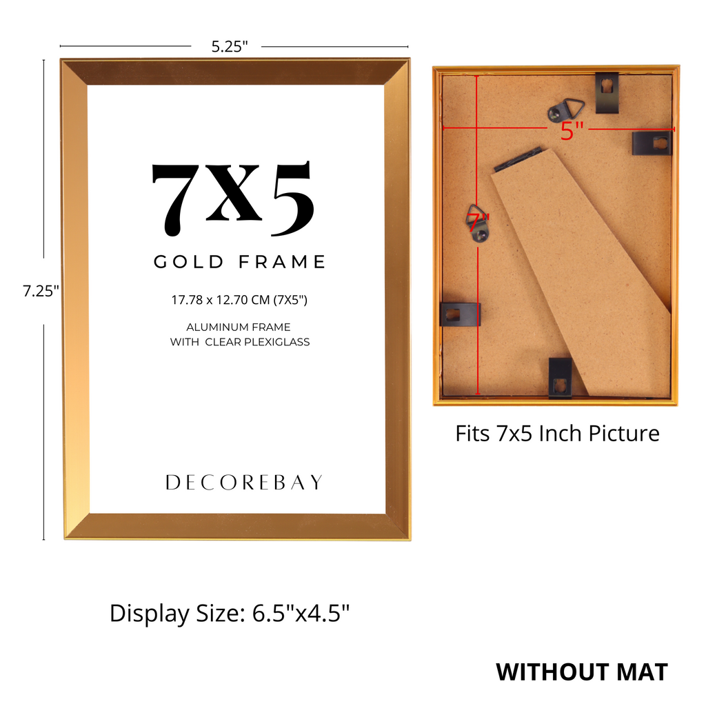 Decorebay Home 7x5 Aluminum Picture Photo Frame (Gold)