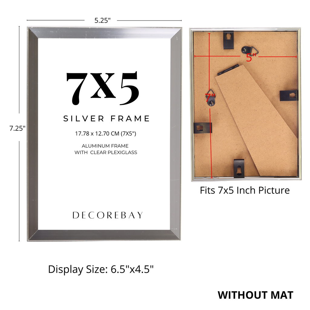 Decorebay Home 7x5 Aluminum Picture Photo Frame (Silver)