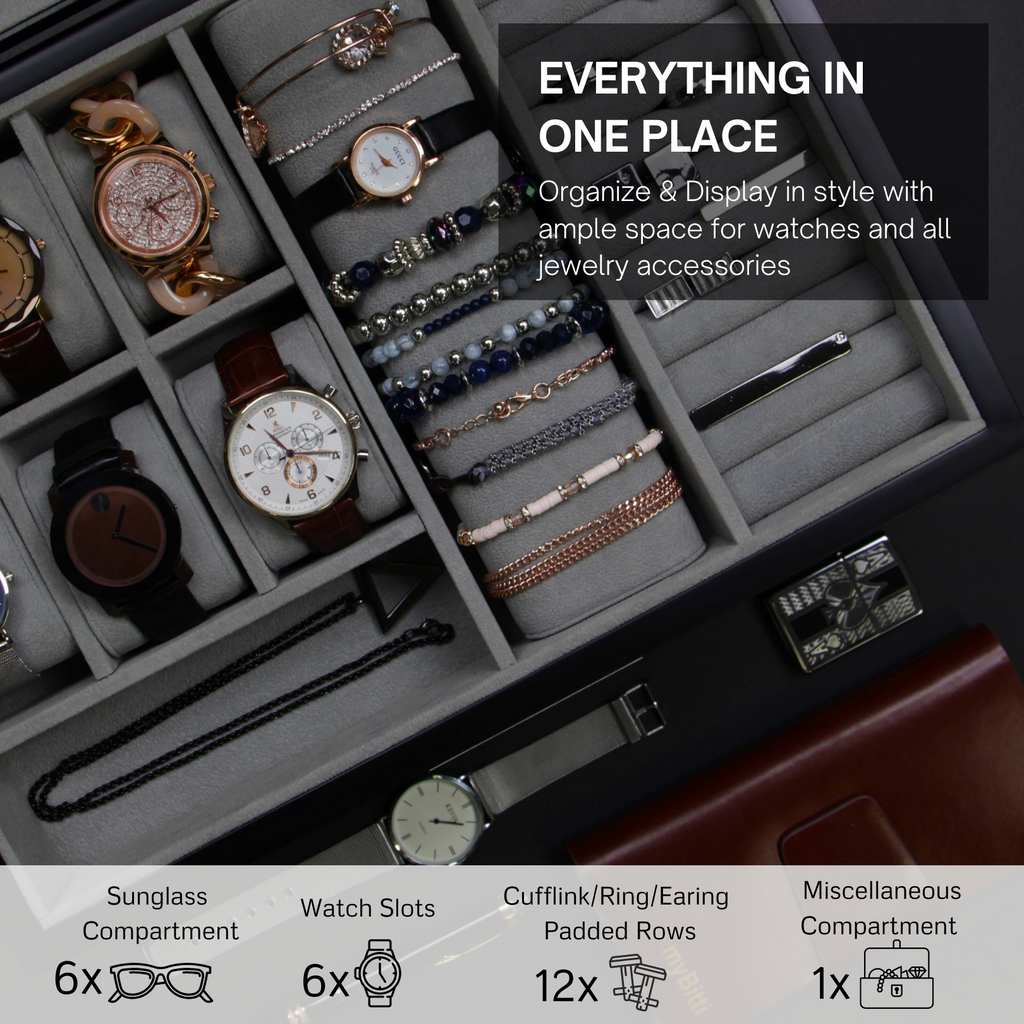 Decor Luxury Watch Sunglasses Display Case and Jewelry Organizer Emerald