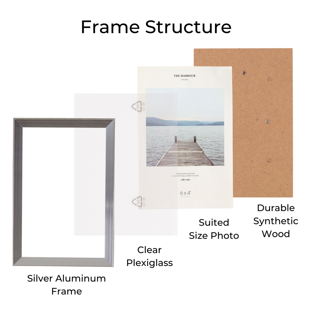 Decor Home 6x4 Aluminum Picture Photo Frame (Silver)