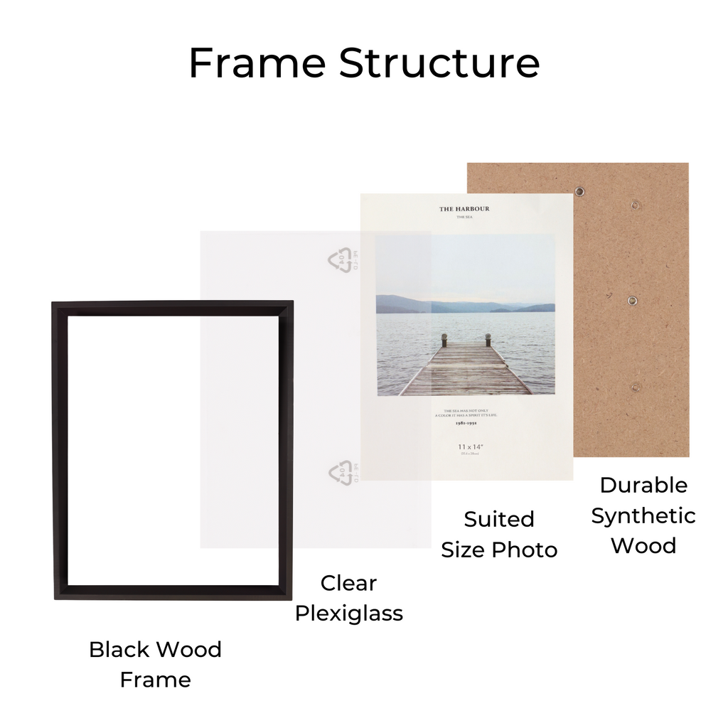 Decorebay Home 11x14 Solid Wood Picture Photo Frame (Black)