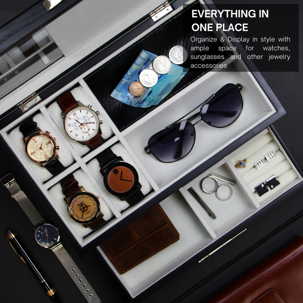Decorebay™ Sawyer Charging Valet Station, Watch Case and Jewelry Box
