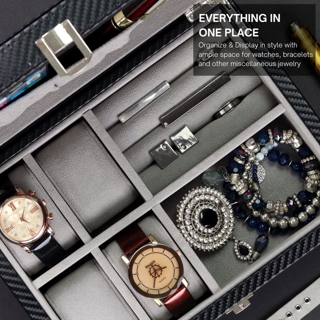 Decorebay Executive Leather Watch Box Cufflink Ring Storage Jewelry Box Organizer and Jewellery Box Crow