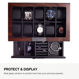 Decorebay Executive Wooden Watch Valet Sunglasses and Jewelry Box Storage (Sweetheart)
