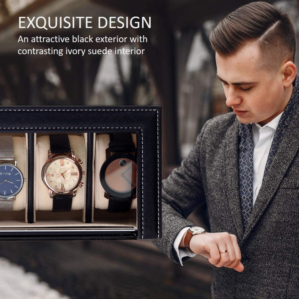 Decorebay Time Traveler 5-Slot PU Leather Watch Display Case and Organizer