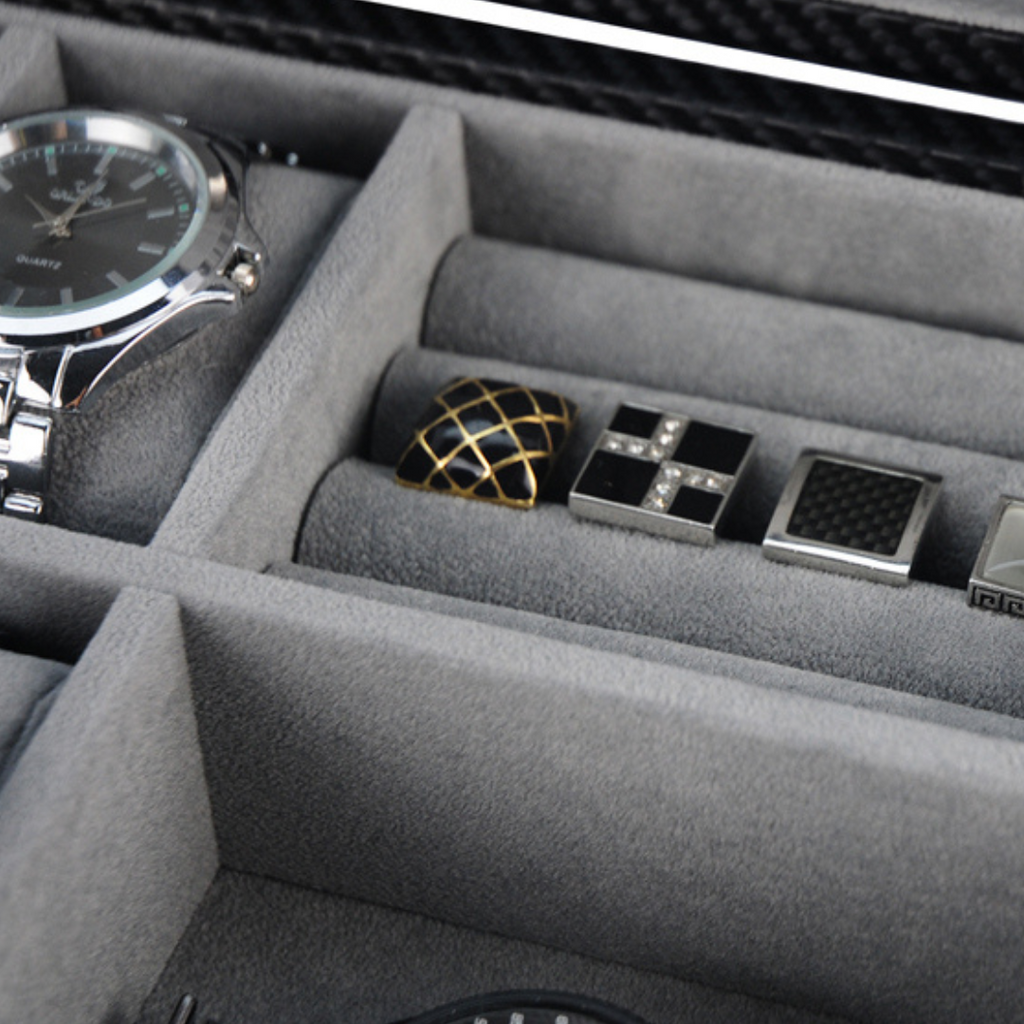 Decorebay Executive Leather Watch Box, Cufflink , Ring Storage Jewelry Box Organizer and Jewellery Box (Crow)