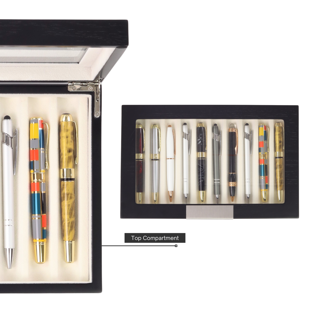 Decorebay Wooden 10 Pen Display & Storage Box