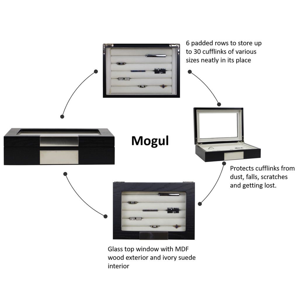 Decorebay Mogul Wood Cufflink Case & Ring Storage Case Organizer