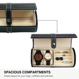 Decorebay Carbon Noir Watch & Jewelry Box Organizer Travel Friendly