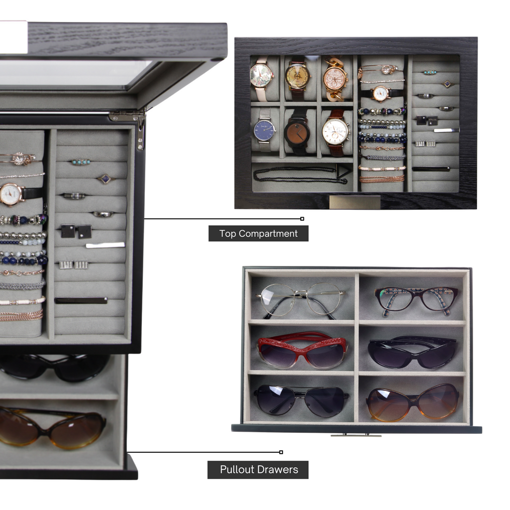 Decorebay SuperStar Luxury Watch, Sunglasses Display Case & Jewelry Organizer