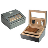 Decorebay Wood Lined Cigar Cabinet Humidor Cigar Case, Best Man Gift (Carbon Fiber)