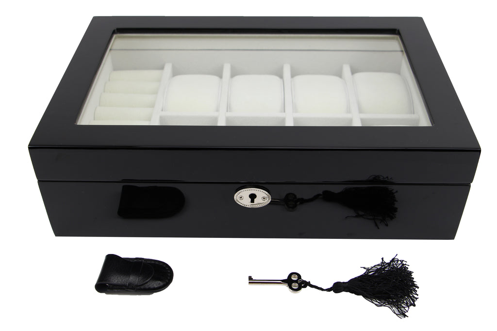Decorebay Java Watch and jewelry box with clear view glass and lock key