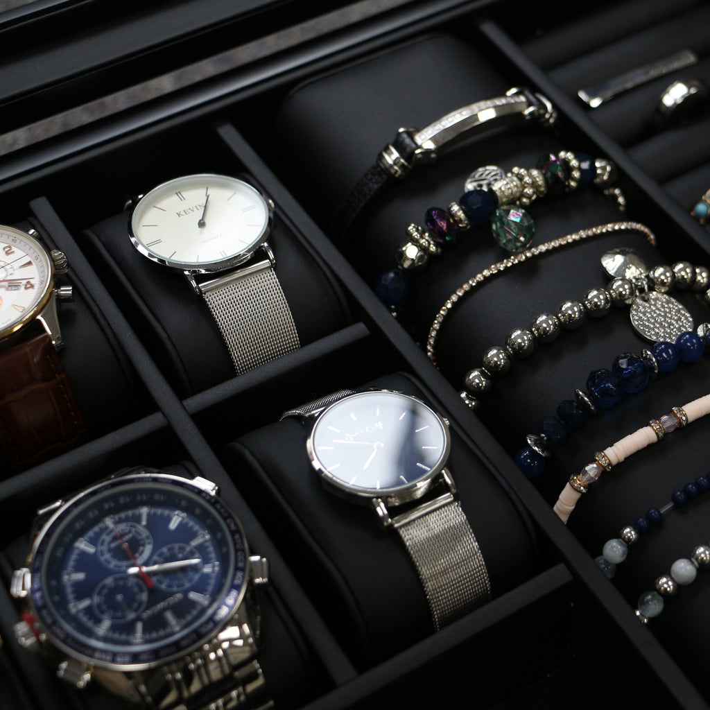 Decor Luxury Wooden Watch Valet Sunglasses Jewelry Box Storage (Sweetheart)